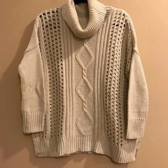 RD Style Chunky Cowl Neck Loose Sweater Cream - Picture 1 of 8
